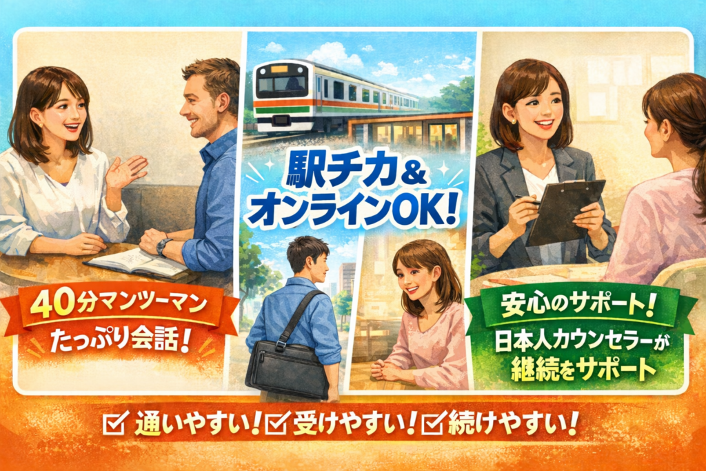 Gabaマンツーマン英会話の3つの特徴